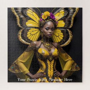 African Woman Butterfly Dress Jigsaw Puzzle