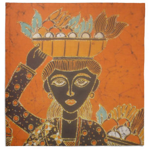 African Woman Carrying Basket Art Print Cloth Napkin