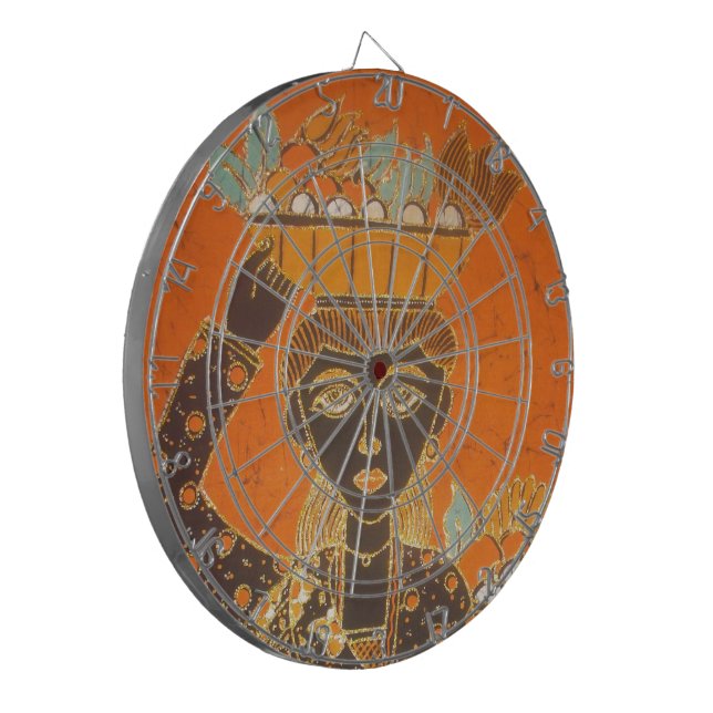African Woman Carrying Basket Art Print Dartboard (Front Left)