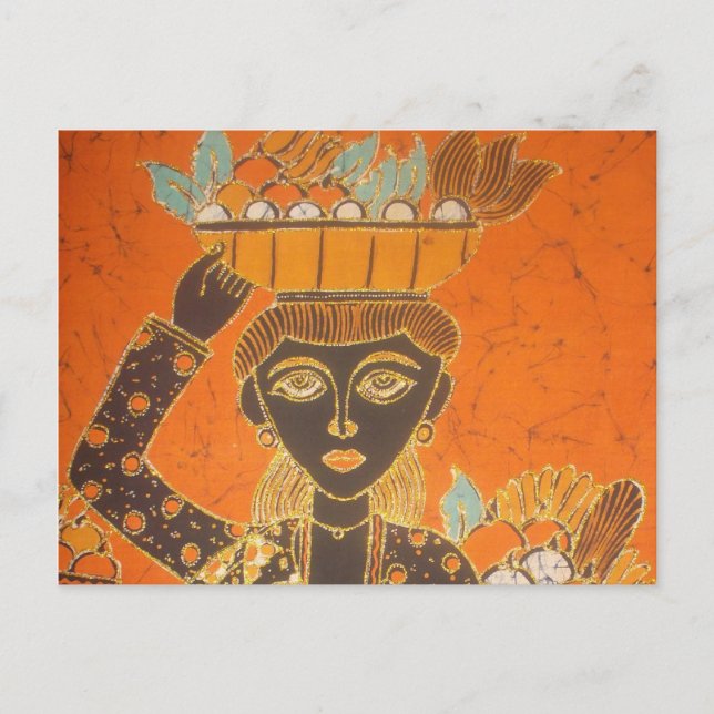 African Woman Carrying Basket Art Print Postcard (Front)