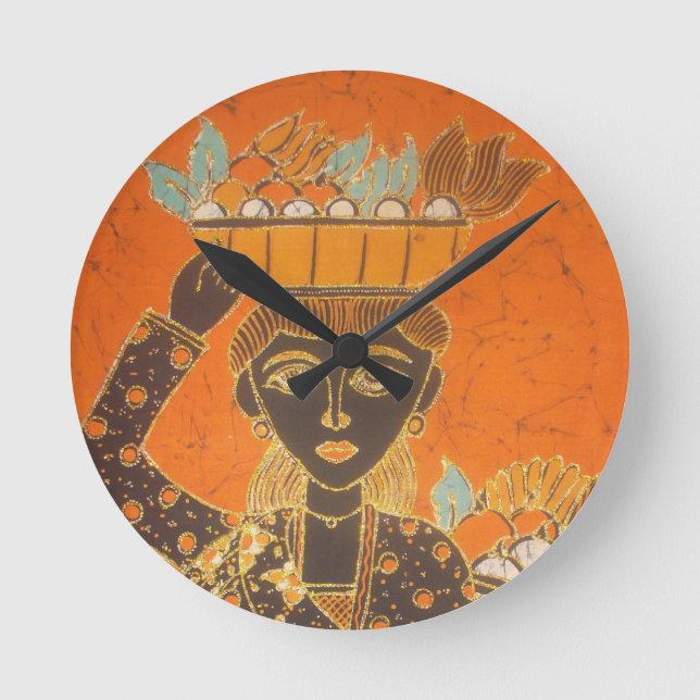 African Woman Carrying Basket Art Print Round Clock (Front)