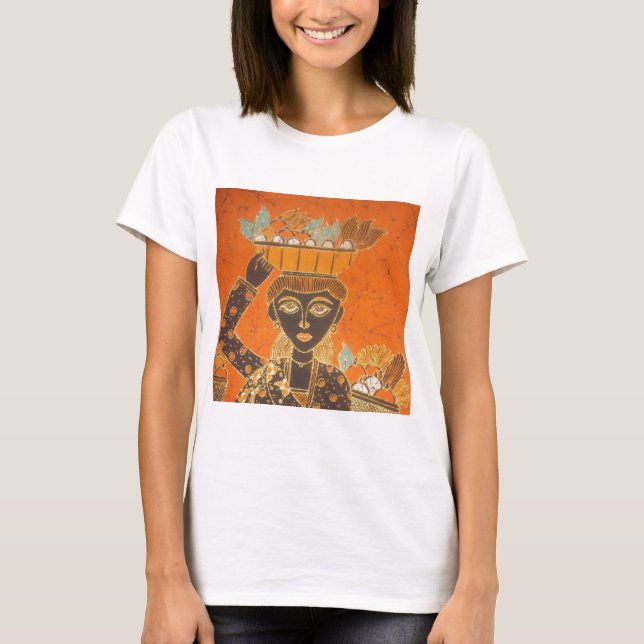 African Woman Carrying Basket Art Print T-Shirt (Front)
