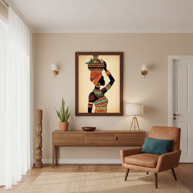 African Woman Carrying Pot Tribal Art Poster (Creator Uploaded)