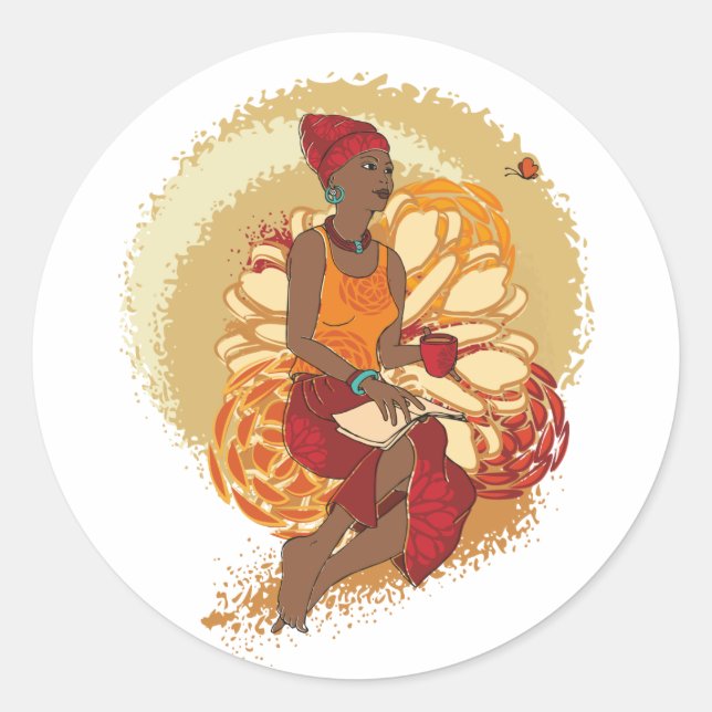 African woman classic round sticker (Front)