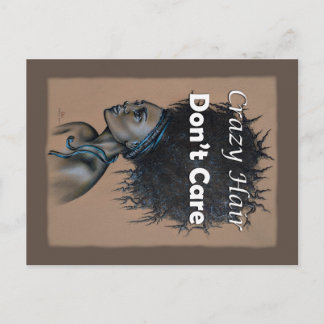 African Woman Crazy Hair Don’t Care Funny Quote Postcard