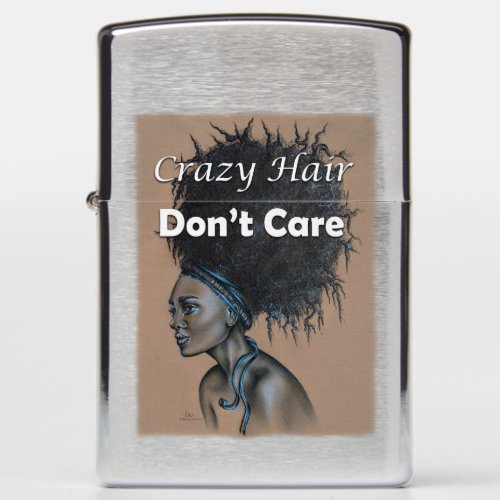 African Woman Crazy Hair Dont Care Funny Quote Zippo Lighter