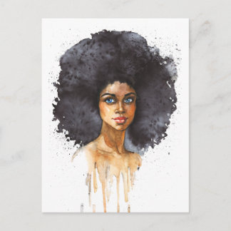 African woman. Fashion portrait, watercolor Postcard