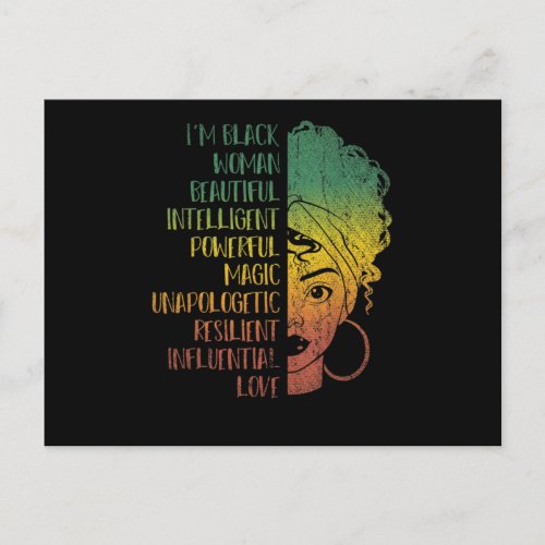 African Woman Girls Gift Melanin Pride Black Histo Invitation Postcard