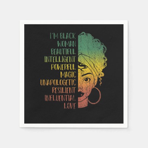 African Woman Girls Gift Melanin Pride Black Histo Napkins