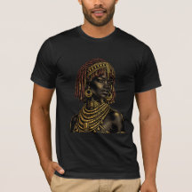 African Woman Golden Portrait T-Shirt - Cultural G