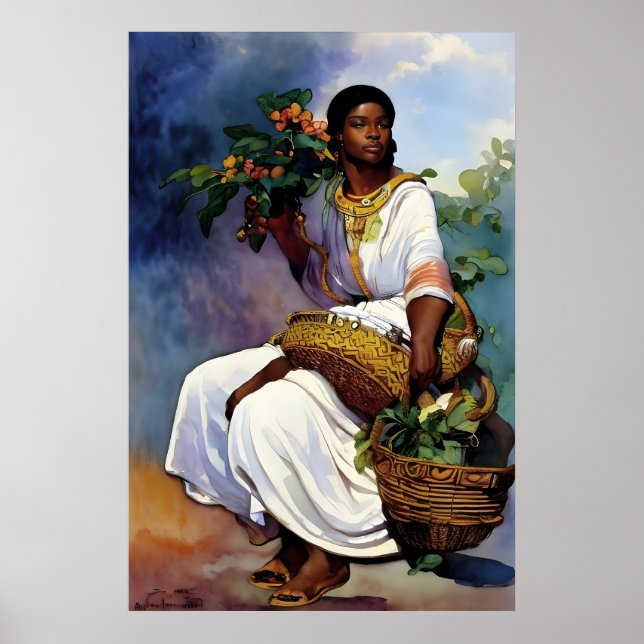 African woman in costume with a basket poster (Front)