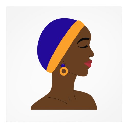 African woman in profile wearing blue and yellow c photo print