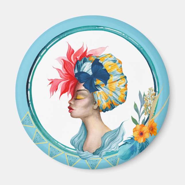 African Woman Magnet Blue (Front)