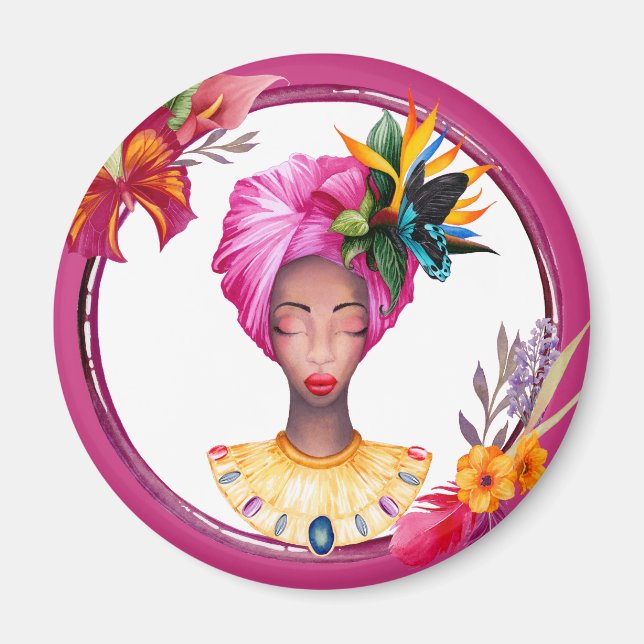 African Woman Magnet Blue (Front)