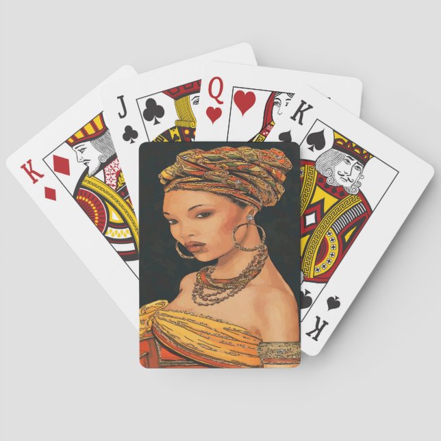 African Woman, Marie Leveou, Vintage Style Poker Cards (Back)