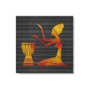 African Woman on Drums  Canvas Print