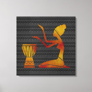 African Woman on Drums Canvas Print