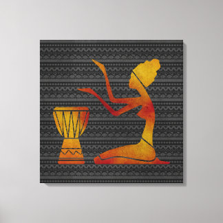 African Woman on Drums  Canvas Print