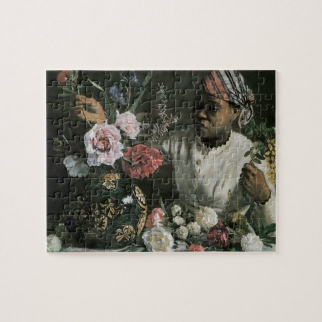 African Woman Peonies by Frederic Bazille, Flowers Jigsaw Puzzle (Horizontal)