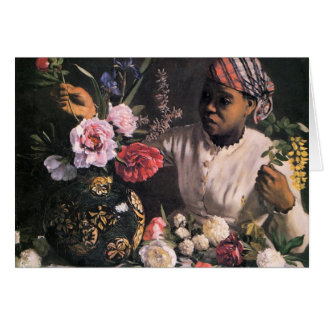 African Woman Planting Flowers in a Vase