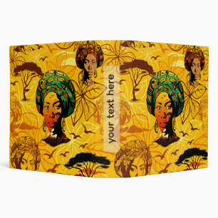 African Woman Portrait with Sunset 3 Ring Binder