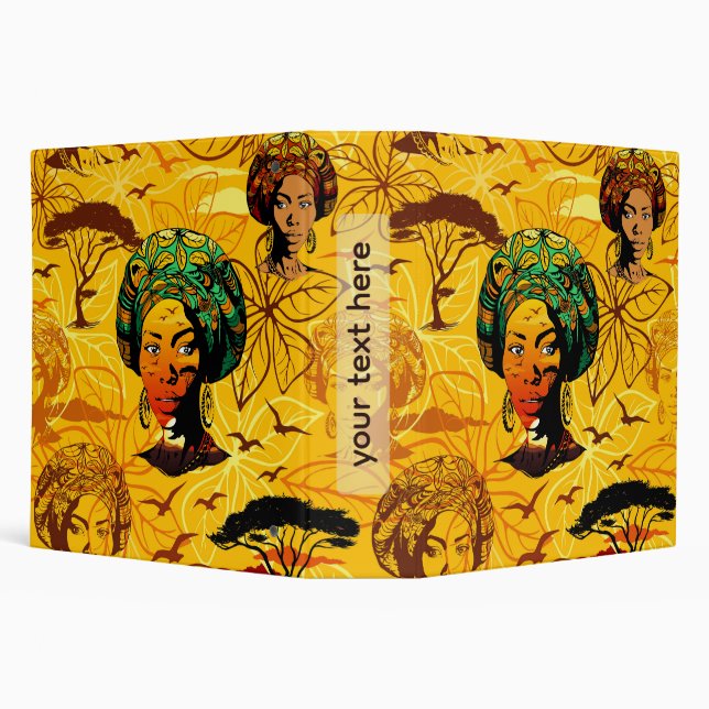 African Woman Portrait with Sunset 3 Ring Binder (Background)