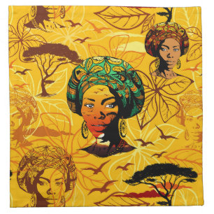 African Woman Portrait with Sunset Cloth Napkin