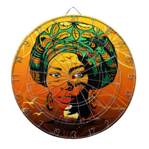 African Woman Portrait with Sunset Dart Board