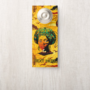 African Woman Portrait with Sunset Door Hanger