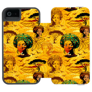 African Woman Portrait with Sunset iPhone SE/5/5s Wallet Case