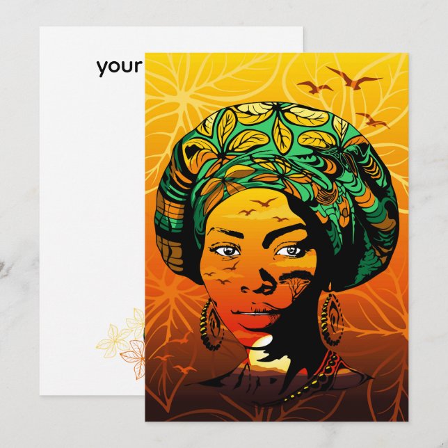 African Woman Portrait with Sunset Invitation (Front/Back)