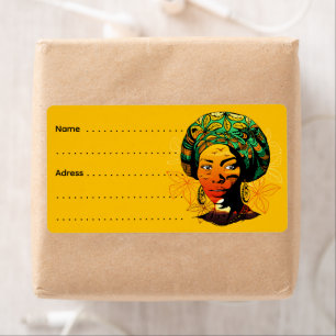 African Woman Portrait with Sunset Label