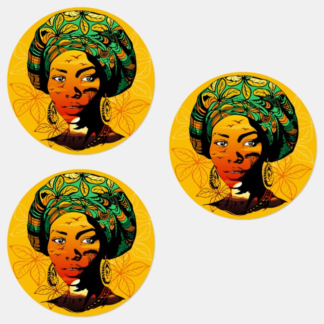 African Woman Portrait with Sunset Labels (Group)