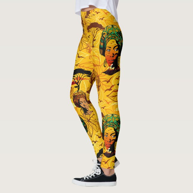 African Woman Portrait with Sunset Leggings (Left)