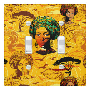 African Woman Portrait with Sunset Light Switch Cover