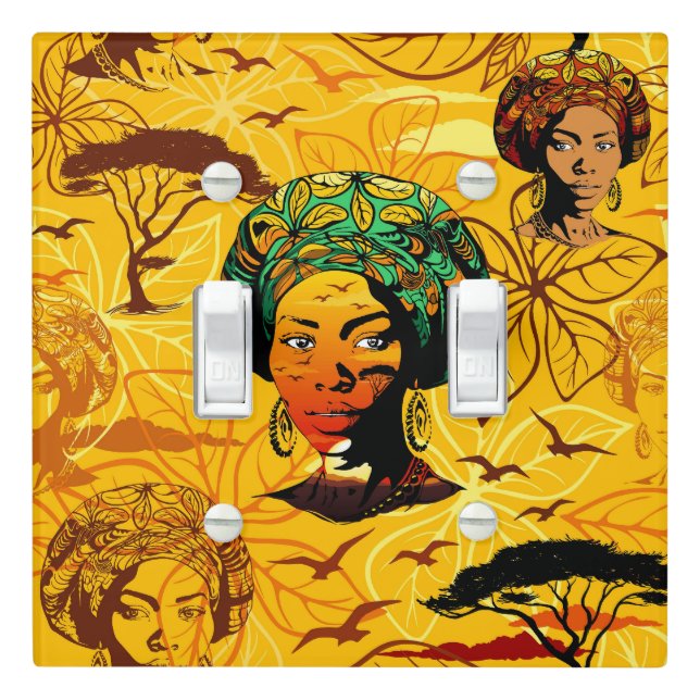 African Woman Portrait with Sunset Light Switch Cover (In Situ)