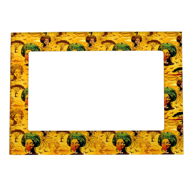 African Woman Portrait with Sunset Magnetic Frame (Front)