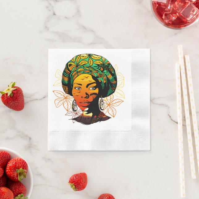 African Woman Portrait with Sunset Napkins (Insitu)