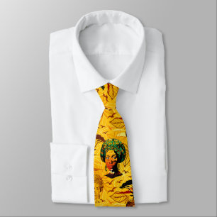 African Woman Portrait with Sunset Neck Tie
