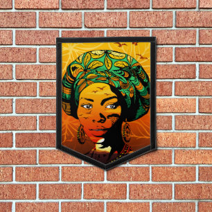 African Woman Portrait with Sunset Pennant