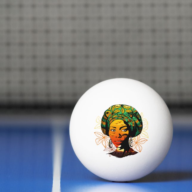 African Woman Portrait with Sunset Ping Pong Ball (Net)