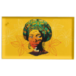 African Woman Portrait with Sunset Place Card Holder