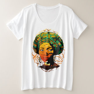 African Woman Portrait with Sunset Plus Size T-Shirt