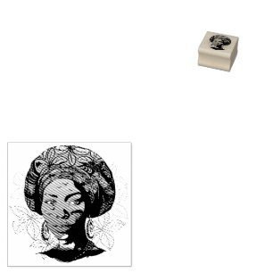 African Woman Portrait with Sunset Rubber Stamp