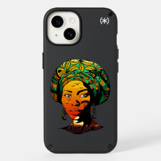 African Woman Portrait with Sunset Speck iPhone 14 Case