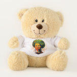 African Woman Portrait with Sunset Teddy Bear