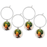 African Woman Portrait with Sunset Wine Charm