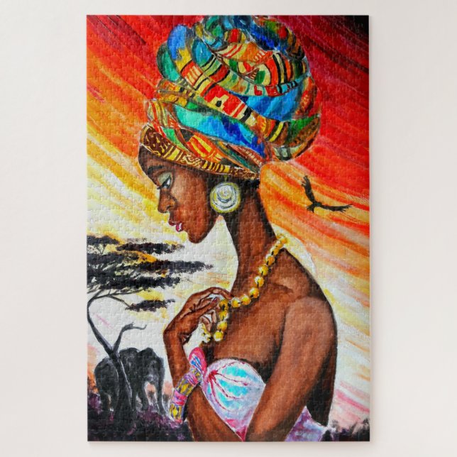 African Woman Puzzle Watercolor (Vertical)