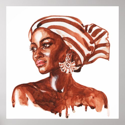 African woman realistic artwork Watercolor Poster