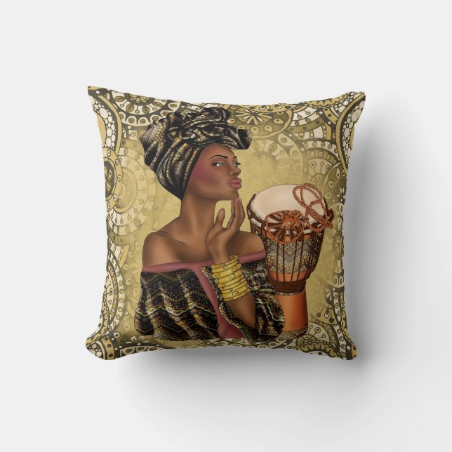 African Woman Throw Pillow (Front)